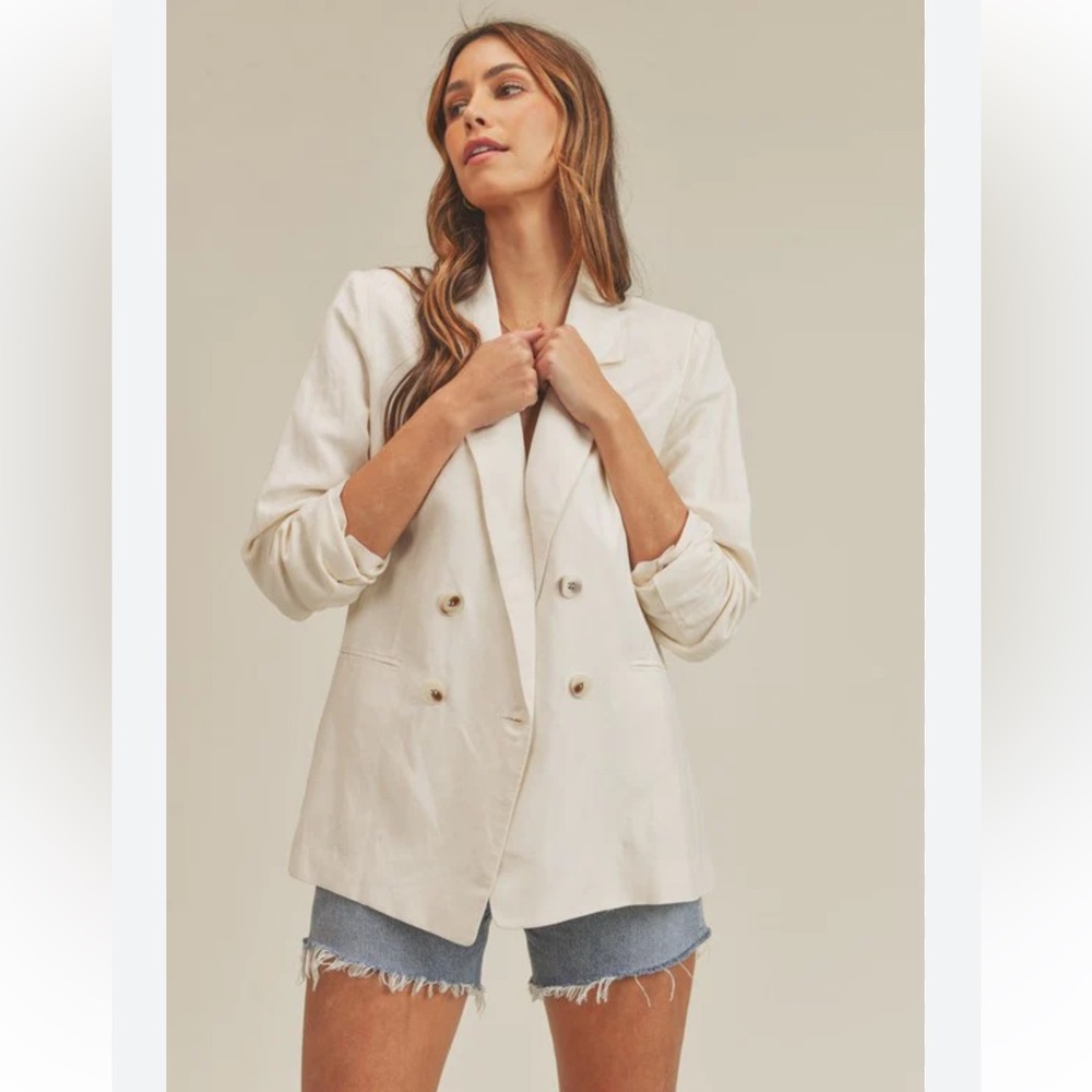 FENDI 365 Ivory 100% Wool Double Breasted Blazer 10